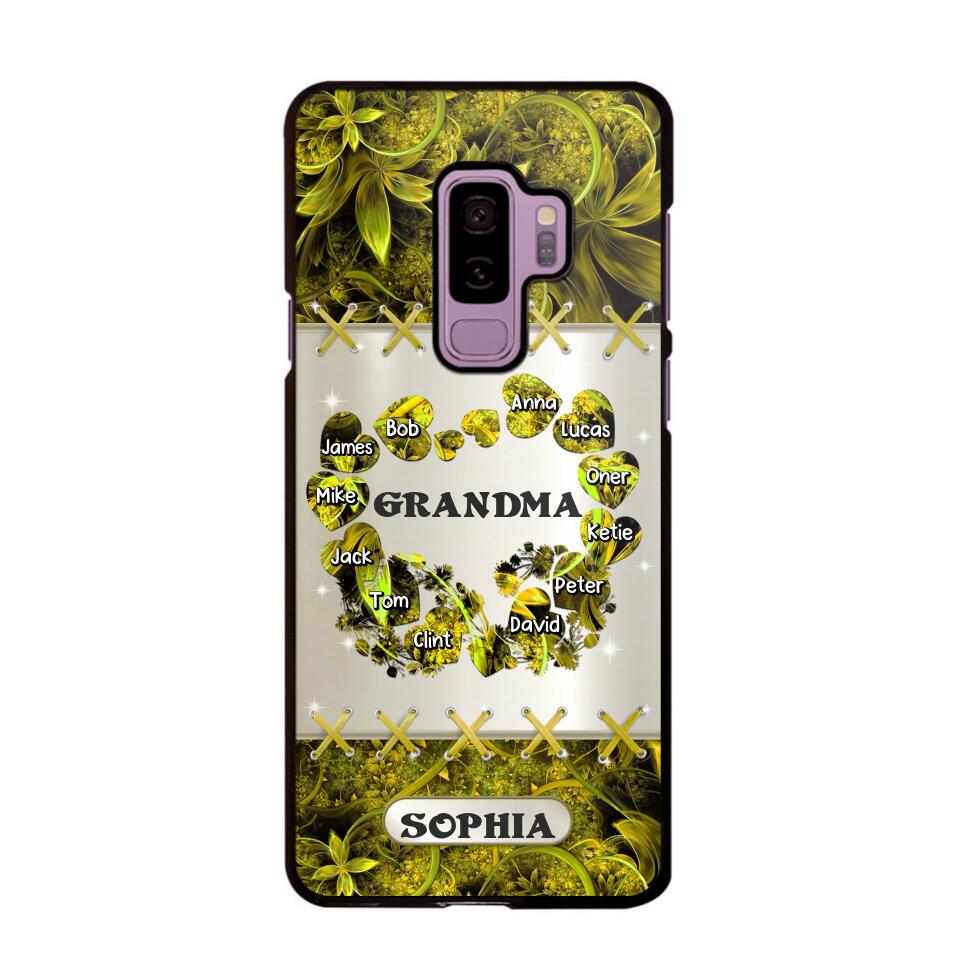 Personalized Grandma Kid Sparkling Heart Phone Case Printed 22SEP-DT07