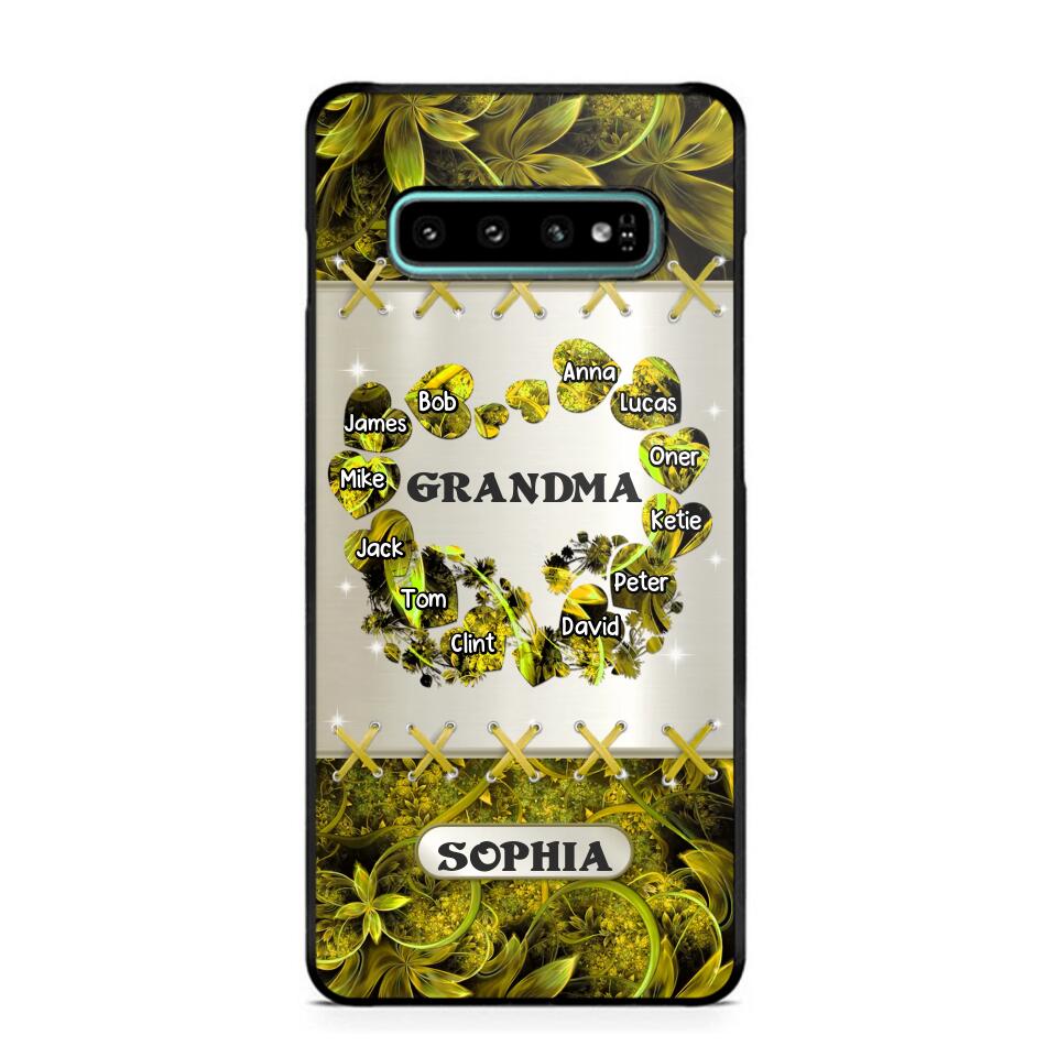 Personalized Grandma Kid Sparkling Heart Phone Case Printed 22SEP-DT07