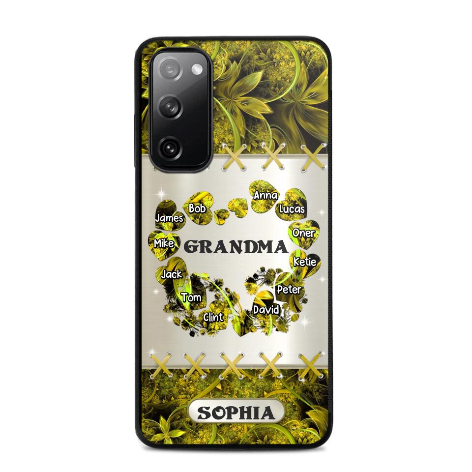 Personalized Grandma Kid Sparkling Heart Phone Case Printed 22SEP-DT07