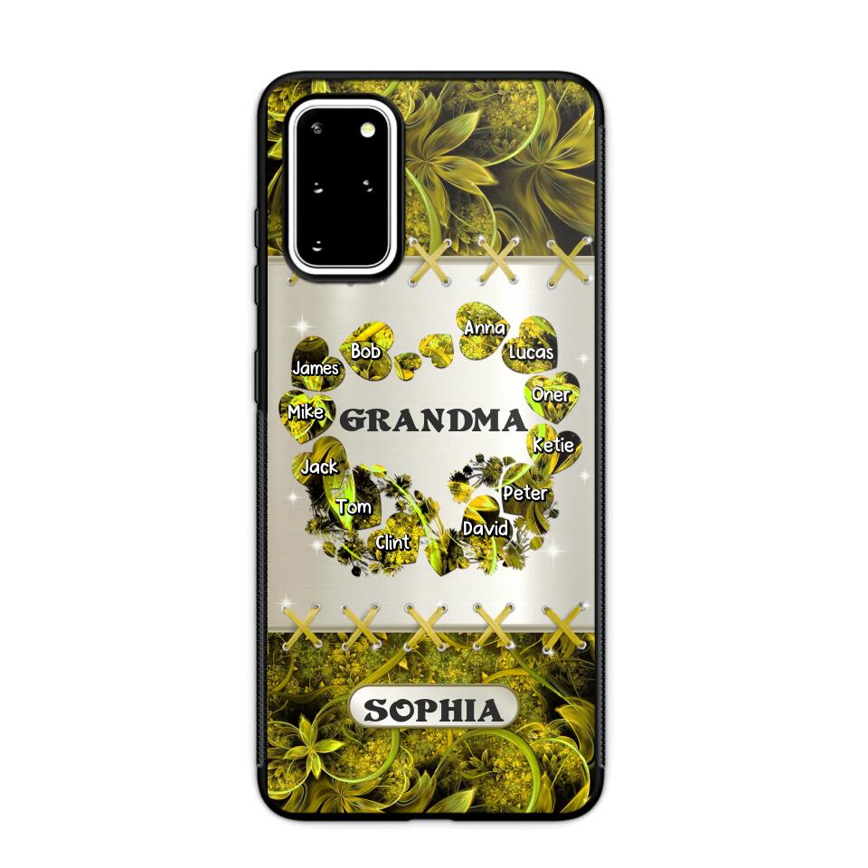 Personalized Grandma Kid Sparkling Heart Phone Case Printed 22SEP-DT07