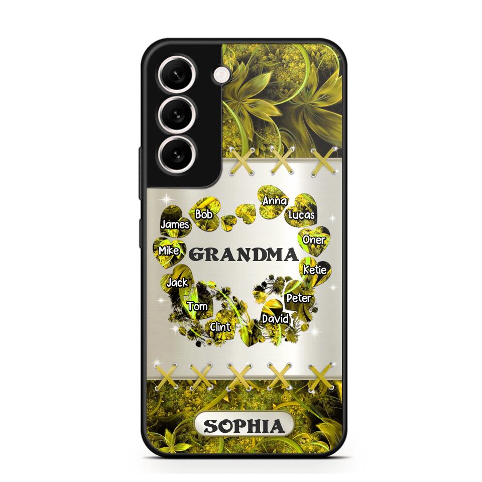 Personalized Grandma Kid Sparkling Heart Phone Case Printed 22SEP-DT07