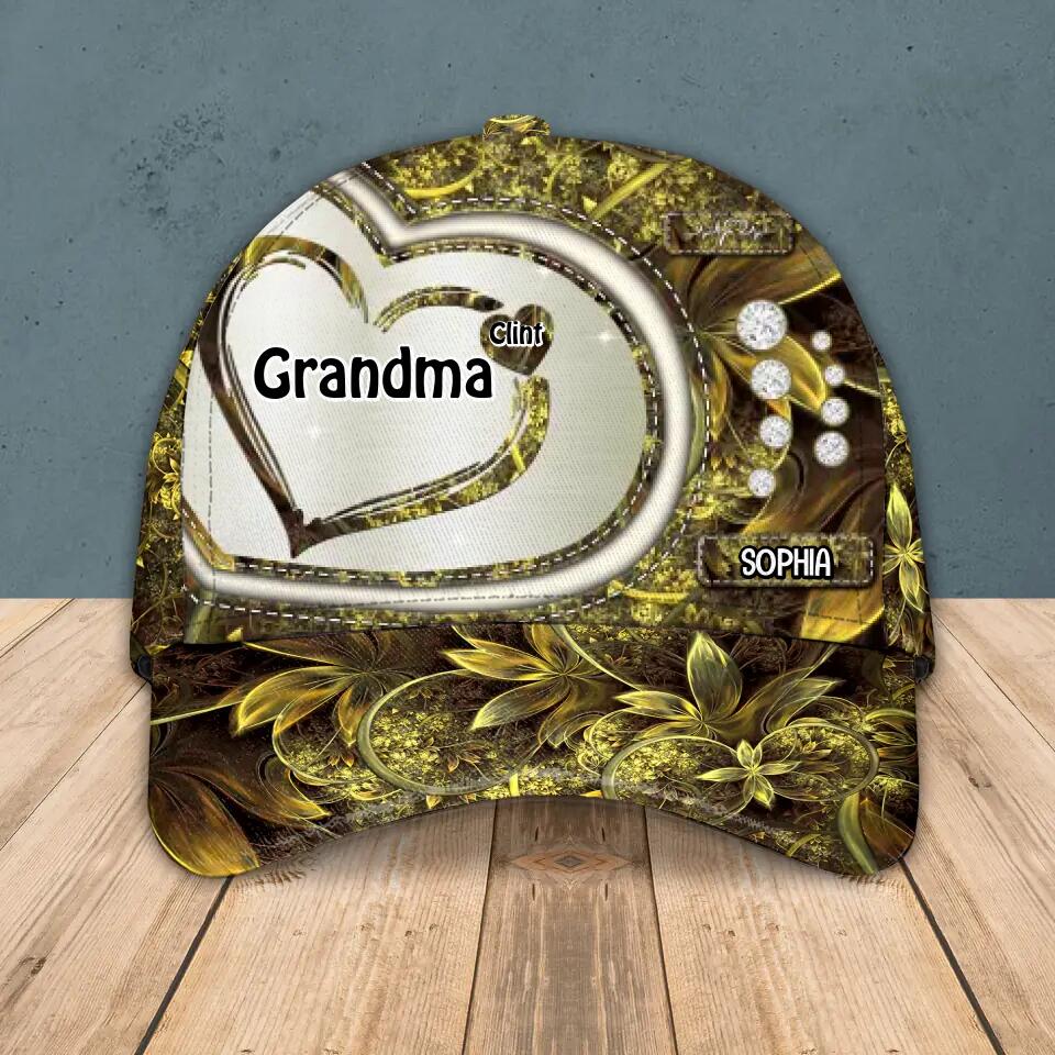 Personalized Grandma Kid Heart Colorful Sparkling 3D Cap Printed 22SEP-HQ08