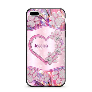 Personalized Sparkling Heart Dogs Paw Phone Case Printed NQVQ0809