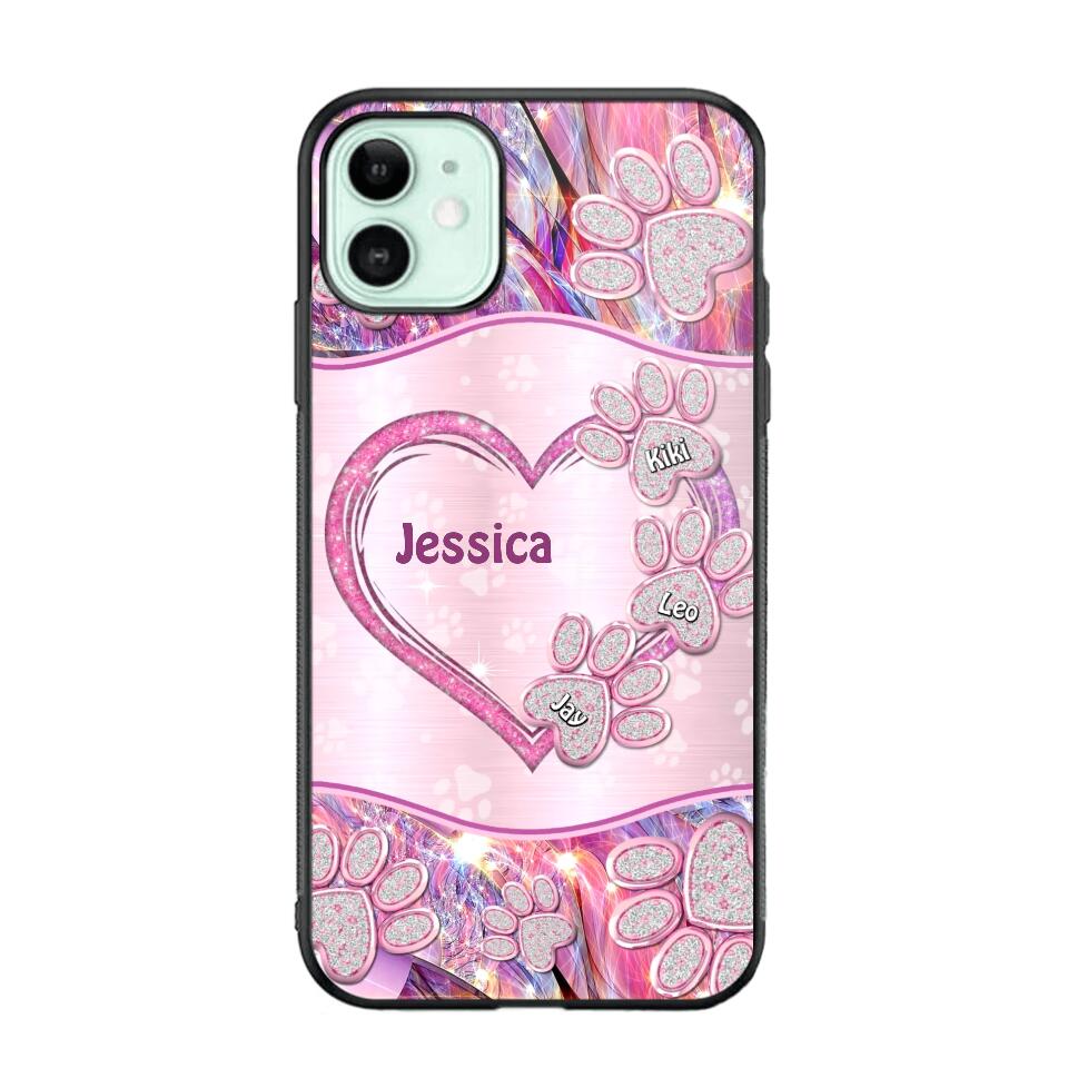 Personalized Sparkling Heart Dogs Paw Phone Case Printed NQVQ0809