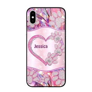 Personalized Sparkling Heart Dogs Paw Phone Case Printed NQVQ0809