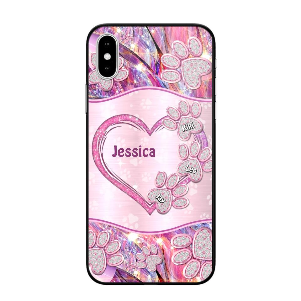 Personalized Sparkling Heart Dogs Paw Phone Case Printed NQVQ0809