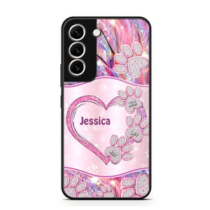 Personalized Sparkling Heart Dogs Paw Phone Case Printed NQVQ0809