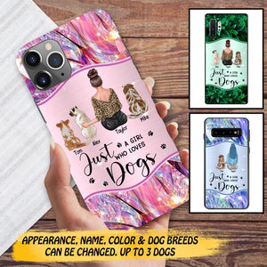 Personalized Just A Girl Who Loves Dogs Sparkling Phone Case Printed 22SEP-HY09