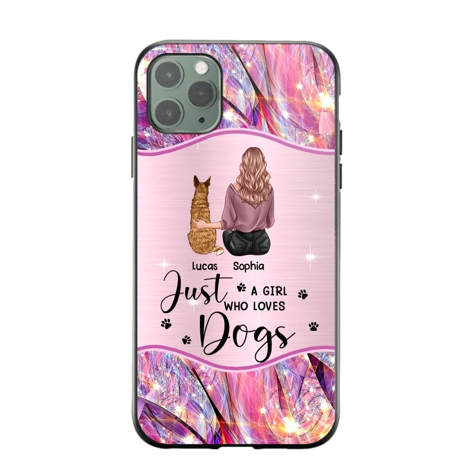 Personalized Just A Girl Who Loves Dogs Sparkling Phone Case Printed 22SEP-HY09