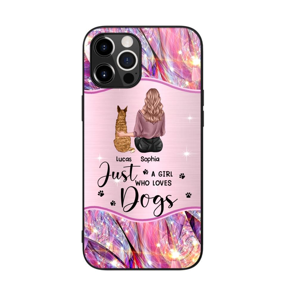 Personalized Just A Girl Who Loves Dogs Sparkling Phone Case Printed 22SEP-HY09