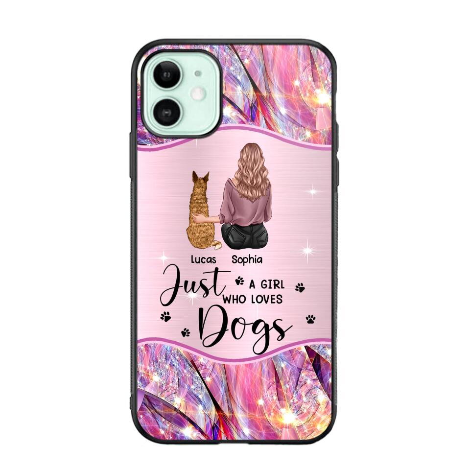 Personalized Just A Girl Who Loves Dogs Sparkling Phone Case Printed 22SEP-HY09