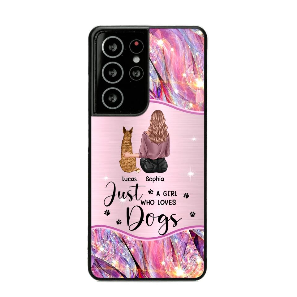 Personalized Just A Girl Who Loves Dogs Sparkling Phone Case Printed 22SEP-HY09