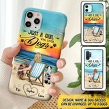 Personalized Back View A Girl Sitting Beach Landscape Who Loves Dogs Phone Case Printed 22SEP-DT09