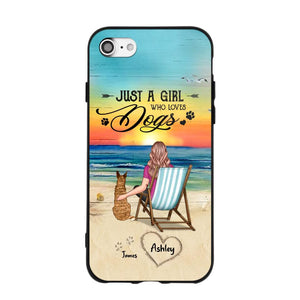 Personalized Back View A Girl Sitting Beach Landscape Who Loves Dogs Phone Case Printed 22SEP-DT09