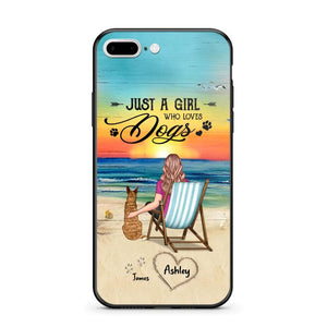 Personalized Back View A Girl Sitting Beach Landscape Who Loves Dogs Phone Case Printed 22SEP-DT09