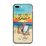 Personalized Back View A Girl Sitting Beach Landscape Who Loves Dogs Phone Case Printed 22SEP-DT09