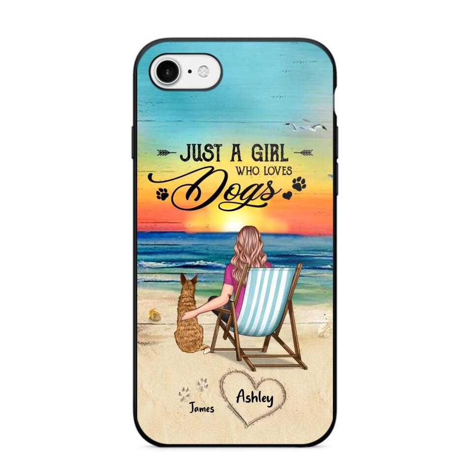 Personalized Back View A Girl Sitting Beach Landscape Who Loves Dogs Phone Case Printed 22SEP-DT09