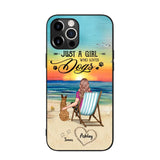 Personalized Back View A Girl Sitting Beach Landscape Who Loves Dogs Phone Case Printed 22SEP-DT09