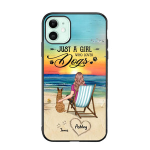 Personalized Back View A Girl Sitting Beach Landscape Who Loves Dogs Phone Case Printed 22SEP-DT09