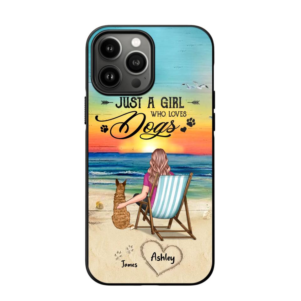 Personalized Back View A Girl Sitting Beach Landscape Who Loves Dogs Phone Case Printed 22SEP-DT09