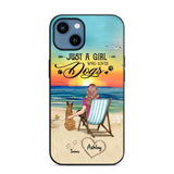 Personalized Back View A Girl Sitting Beach Landscape Who Loves Dogs Phone Case Printed 22SEP-DT09