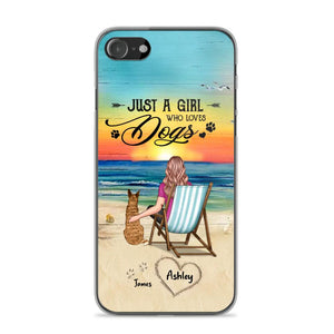 Personalized Back View A Girl Sitting Beach Landscape Who Loves Dogs Phone Case Printed 22SEP-DT09