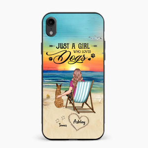 Personalized Back View A Girl Sitting Beach Landscape Who Loves Dogs Phone Case Printed 22SEP-DT09