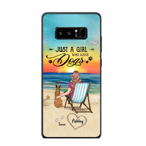 Personalized Back View A Girl Sitting Beach Landscape Who Loves Dogs Phone Case Printed 22SEP-DT09