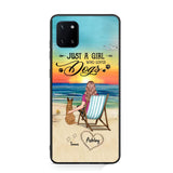 Personalized Back View A Girl Sitting Beach Landscape Who Loves Dogs Phone Case Printed 22SEP-DT09