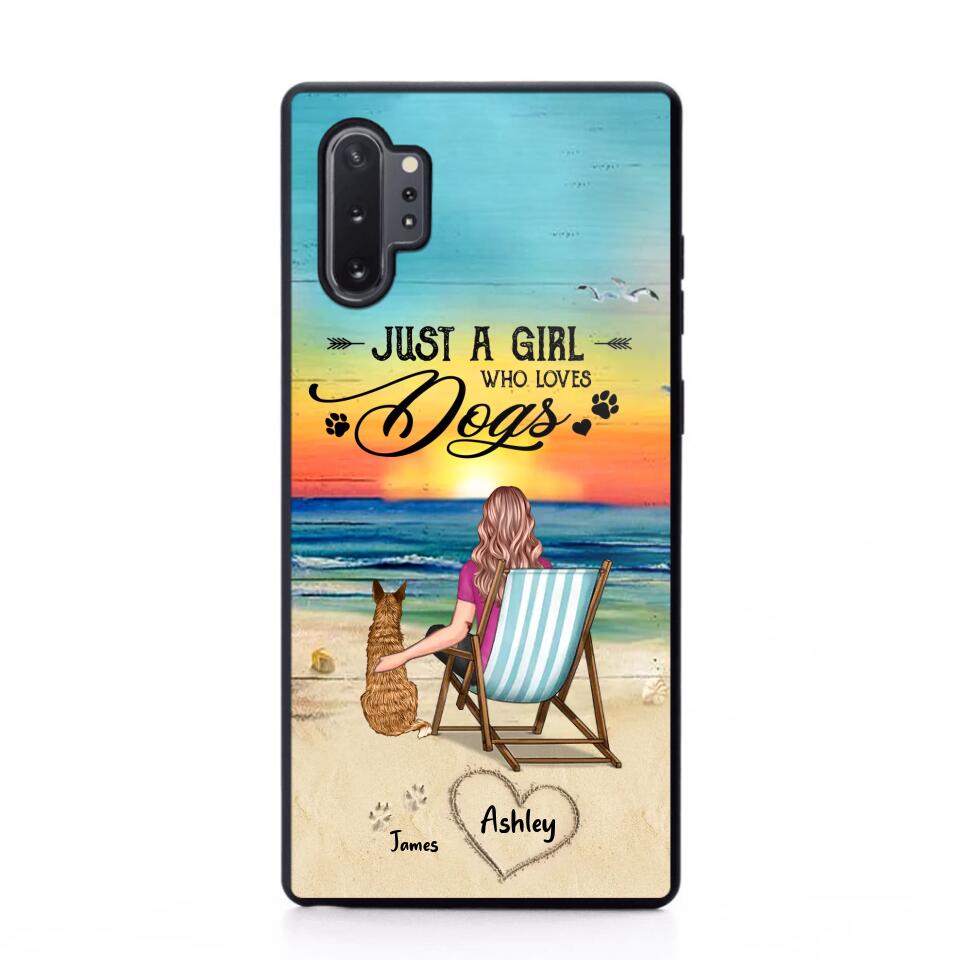 Personalized Back View A Girl Sitting Beach Landscape Who Loves Dogs Phone Case Printed 22SEP-DT09