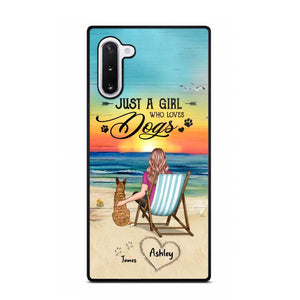 Personalized Back View A Girl Sitting Beach Landscape Who Loves Dogs Phone Case Printed 22SEP-DT09