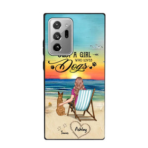 Personalized Back View A Girl Sitting Beach Landscape Who Loves Dogs Phone Case Printed 22SEP-DT09