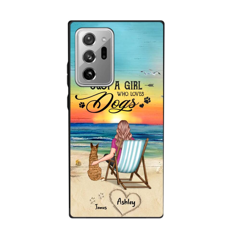 Personalized Back View A Girl Sitting Beach Landscape Who Loves Dogs Phone Case Printed 22SEP-DT09