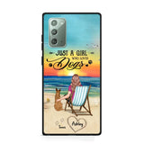 Personalized Back View A Girl Sitting Beach Landscape Who Loves Dogs Phone Case Printed 22SEP-DT09