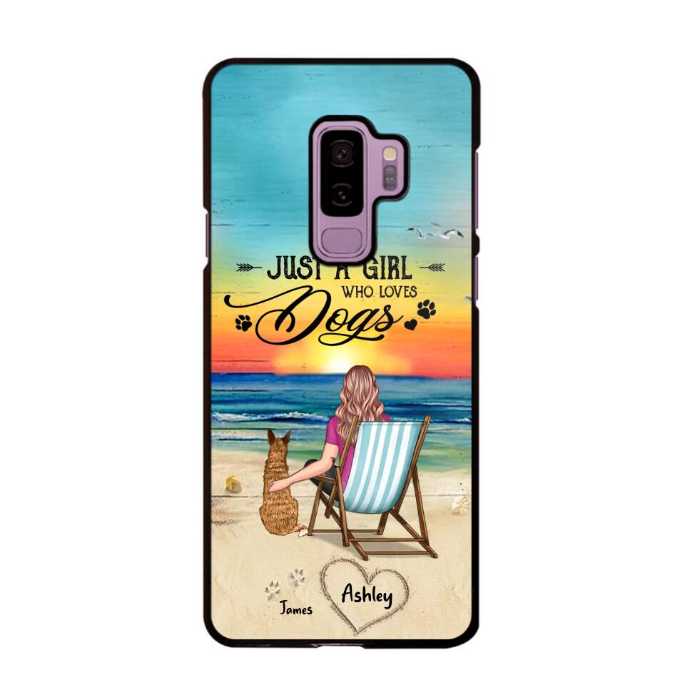 Personalized Back View A Girl Sitting Beach Landscape Who Loves Dogs Phone Case Printed 22SEP-DT09