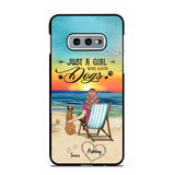 Personalized Back View A Girl Sitting Beach Landscape Who Loves Dogs Phone Case Printed 22SEP-DT09