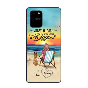 Personalized Back View A Girl Sitting Beach Landscape Who Loves Dogs Phone Case Printed 22SEP-DT09