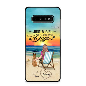 Personalized Back View A Girl Sitting Beach Landscape Who Loves Dogs Phone Case Printed 22SEP-DT09