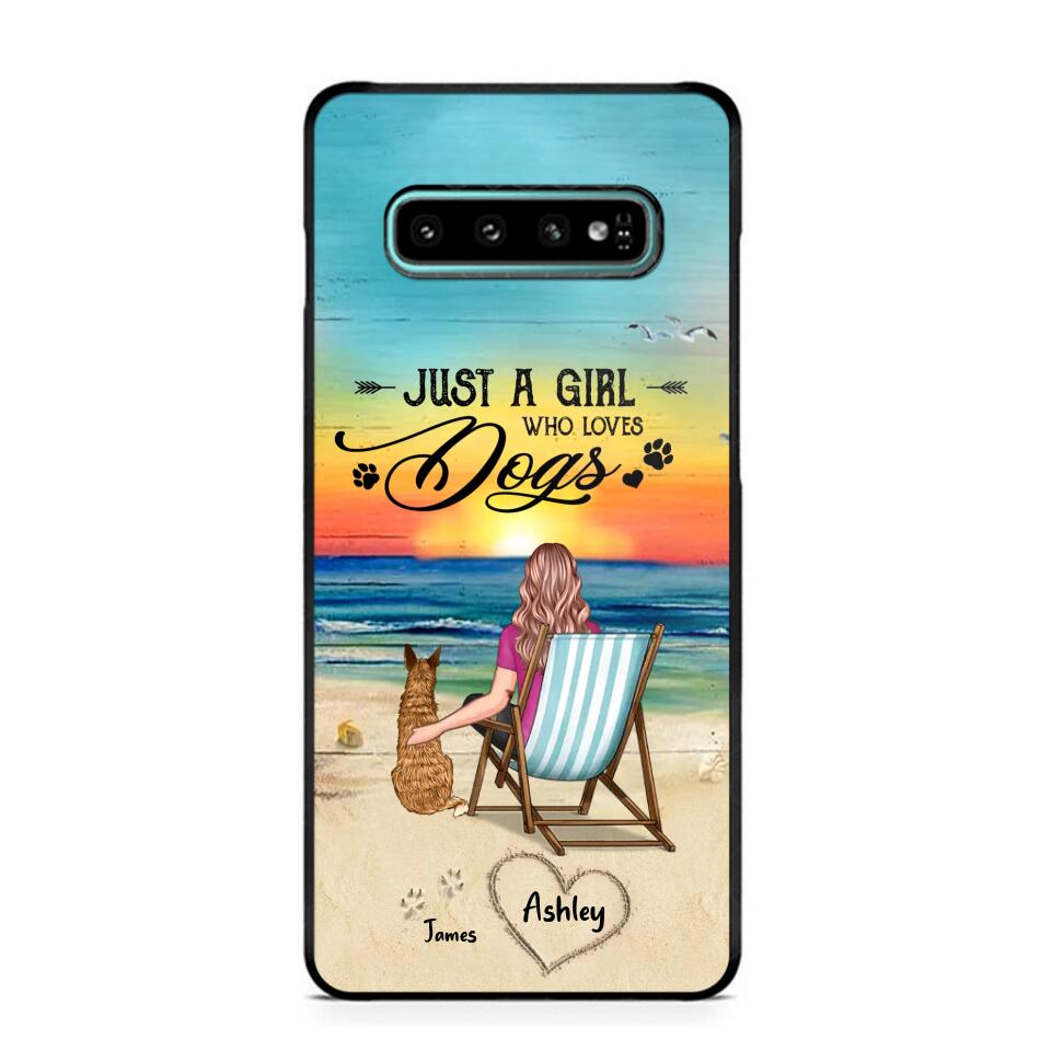 Personalized Back View A Girl Sitting Beach Landscape Who Loves Dogs Phone Case Printed 22SEP-DT09