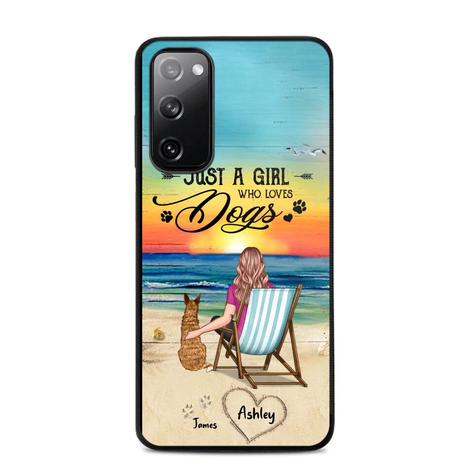 Personalized Back View A Girl Sitting Beach Landscape Who Loves Dogs Phone Case Printed 22SEP-DT09