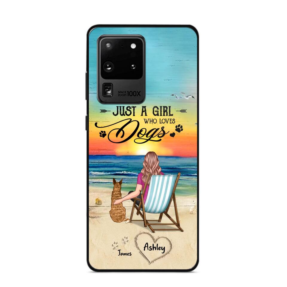 Personalized Back View A Girl Sitting Beach Landscape Who Loves Dogs Phone Case Printed 22SEP-DT09