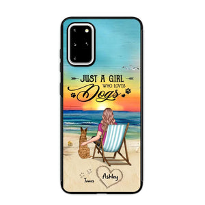 Personalized Back View A Girl Sitting Beach Landscape Who Loves Dogs Phone Case Printed 22SEP-DT09