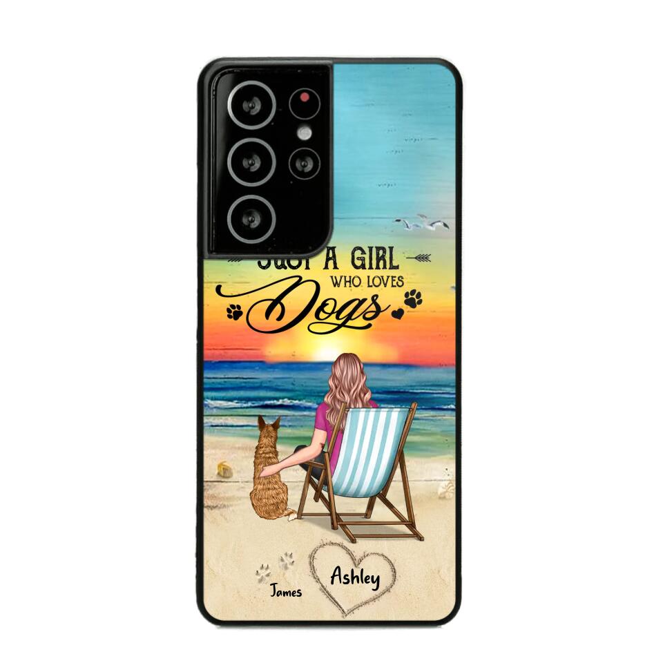 Personalized Back View A Girl Sitting Beach Landscape Who Loves Dogs Phone Case Printed 22SEP-DT09