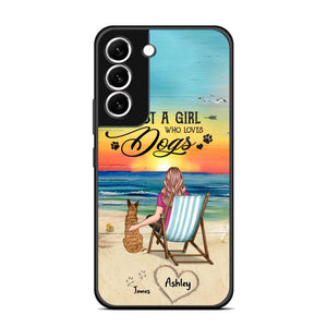 Personalized Back View A Girl Sitting Beach Landscape Who Loves Dogs Phone Case Printed 22SEP-DT09