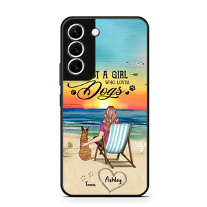 Personalized Back View A Girl Sitting Beach Landscape Who Loves Dogs Phone Case Printed 22SEP-DT09