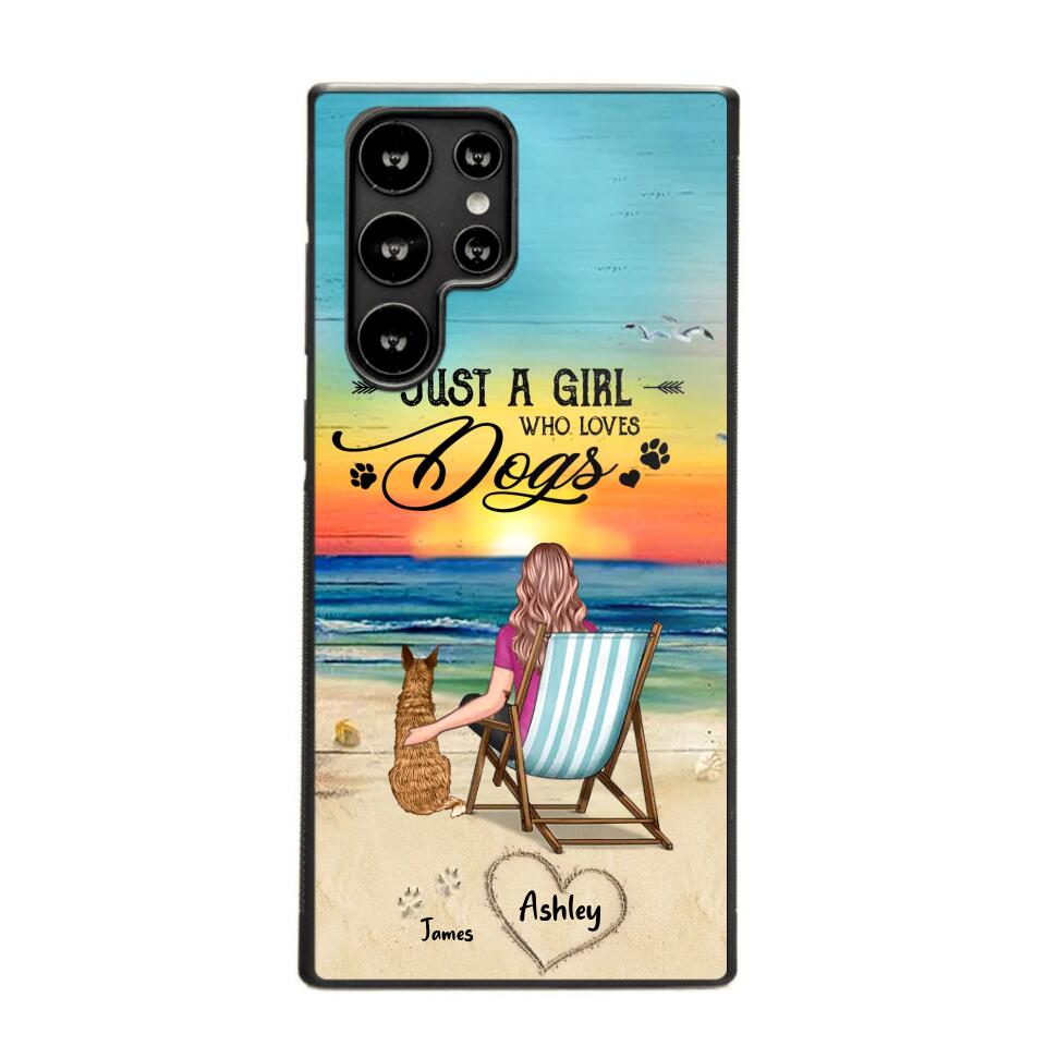 Personalized Back View A Girl Sitting Beach Landscape Who Loves Dogs Phone Case Printed 22SEP-DT09