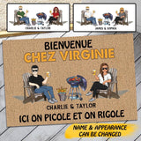 Personalized Patio Grilling Listen To The Good Music French Couple Husband Wife Doormat 22SEP-HY10