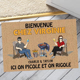 Personalized Patio Grilling Listen To The Good Music French Couple Husband Wife Doormat 22SEP-HY10