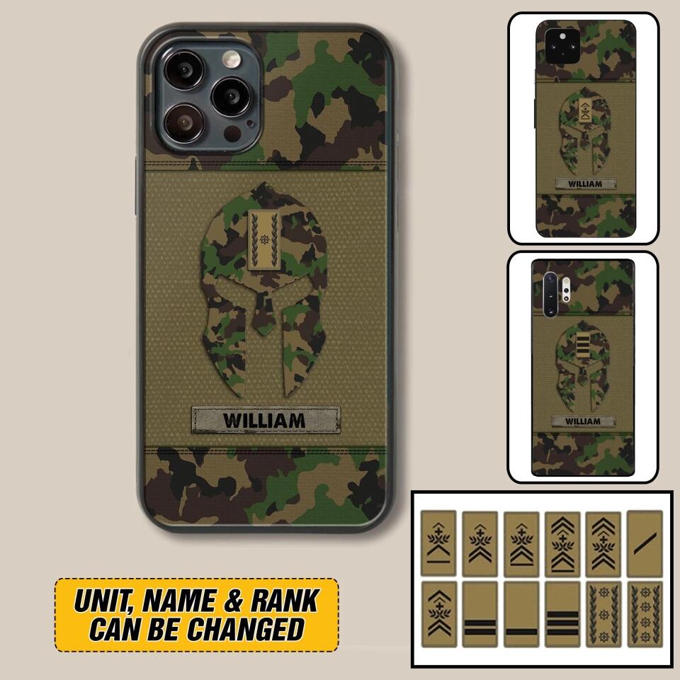 Personalized Swiss Veterans/Soldier Spartan Camo Phone Case Printed 22SEP-HY12