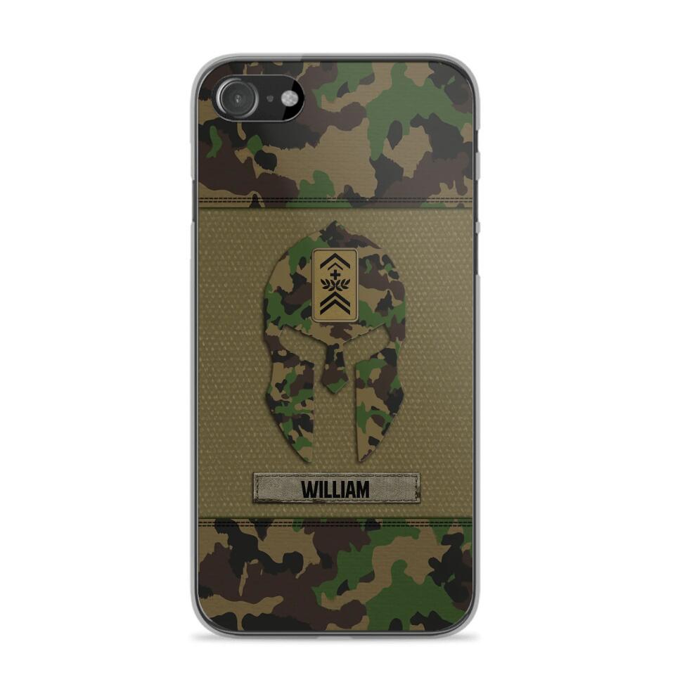 Personalized Swiss Veterans/Soldier Spartan Camo Phone Case Printed 22SEP-HY12